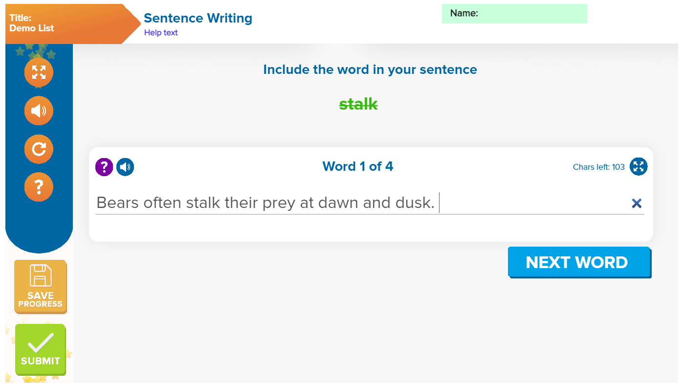 sentence writing